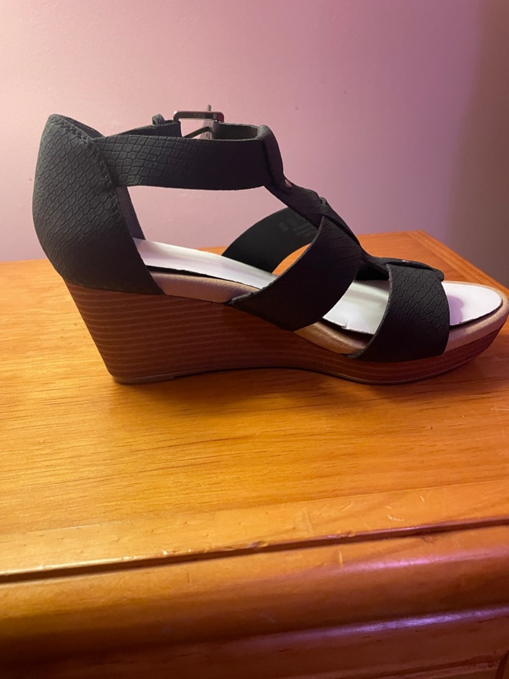 Dr. Scholl's Black Strappy Wedge Sandals